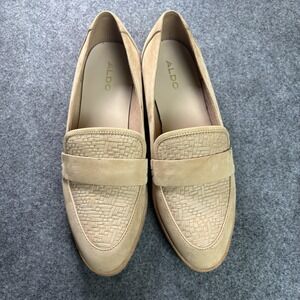 ALDO Calixta Women's Beige Suede Leather Cork Platform Loafers